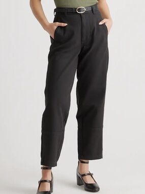 QUINCE ORGANIC COTTON TWILL BARREL PANTS BLACK SIZE 4
